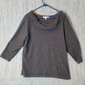 Prophecy 100% Acrylic Women’s Size XL Gray Work Casual Sweater Cowl Neck Brooch
